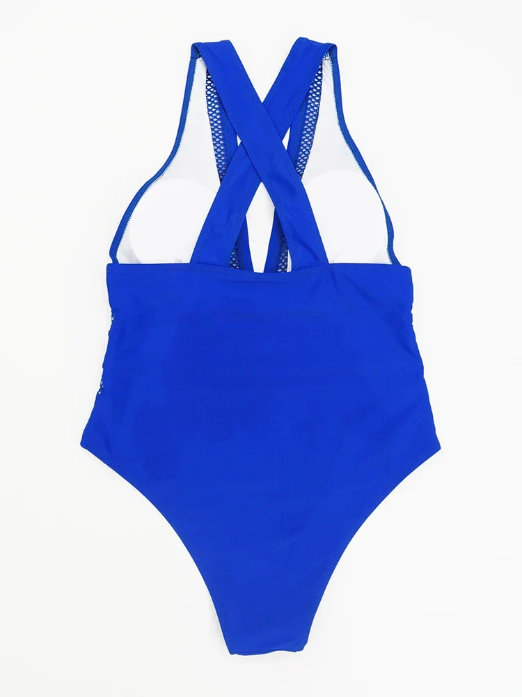 Costume intero sexy in mesh patchwork | Costume da bagno da donna