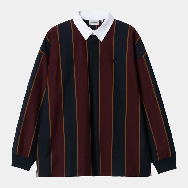 Carhartt WIP Herren Reuben Rugby-Shirt mit langen Ärmeln – Dunkelblau