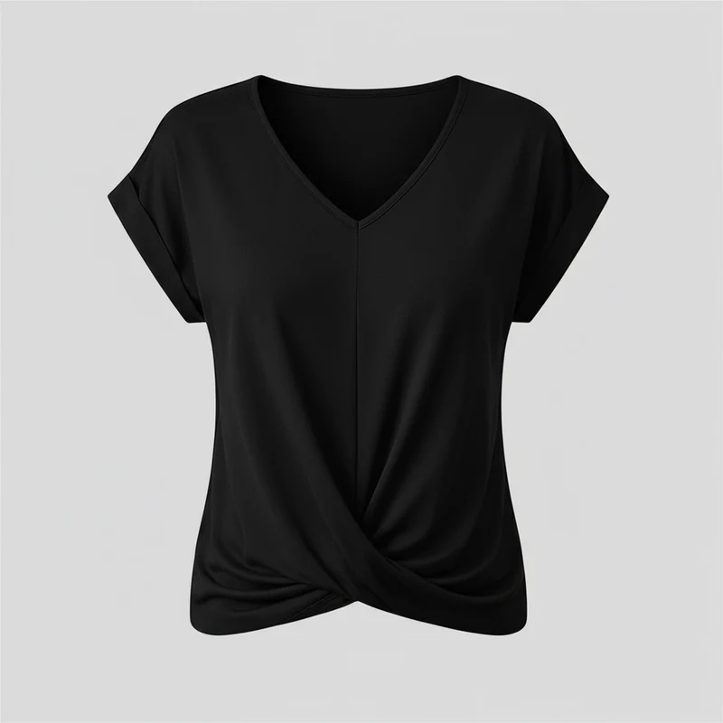 Top alla moda a manica corta donna | Maglia con scollo a V