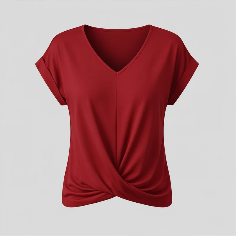 Top alla moda a manica corta donna | Maglia con scollo a V