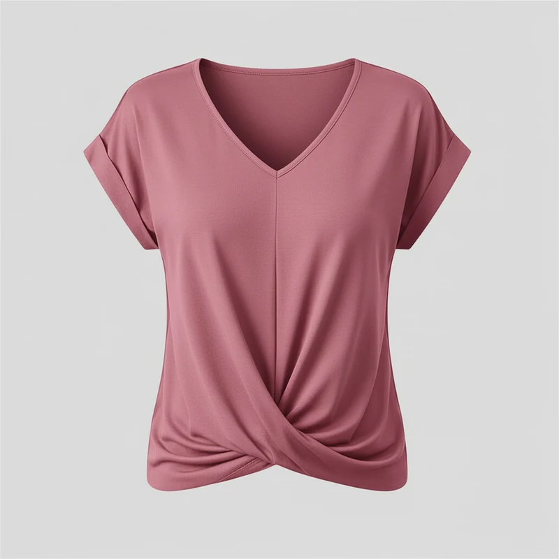 Top alla moda a manica corta donna | Maglia con scollo a V