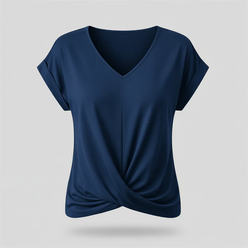 Top alla moda a manica corta donna | Maglia con scollo a V