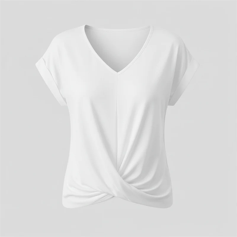 Top alla moda a manica corta donna | Maglia con scollo a V
