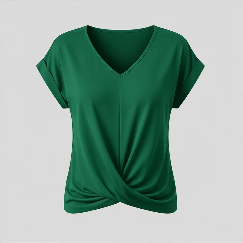 Top alla moda a manica corta donna | Maglia con scollo a V