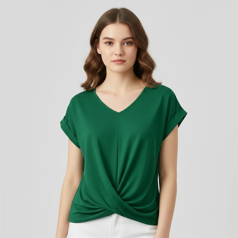 Top alla moda a manica corta donna | Maglia con scollo a V