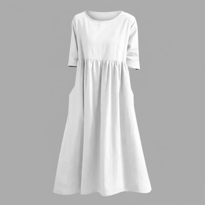 Vestito midi leggero donna | Abito estivo con tasche laterali