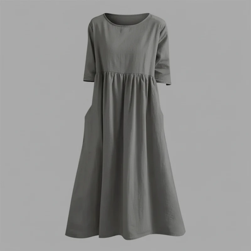 Vestito midi leggero donna | Abito estivo con tasche laterali