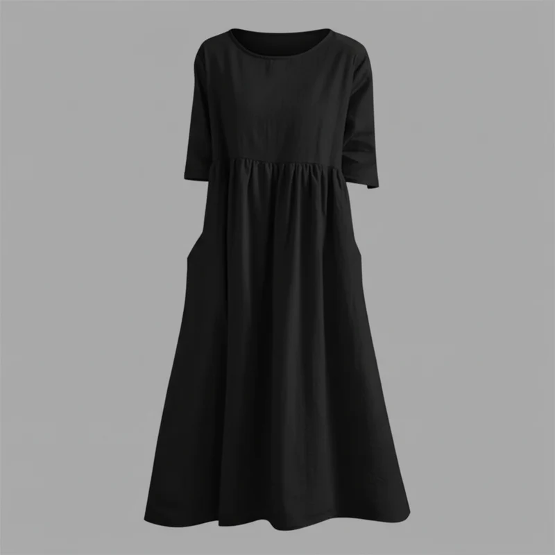 Vestito midi leggero donna | Abito estivo con tasche laterali