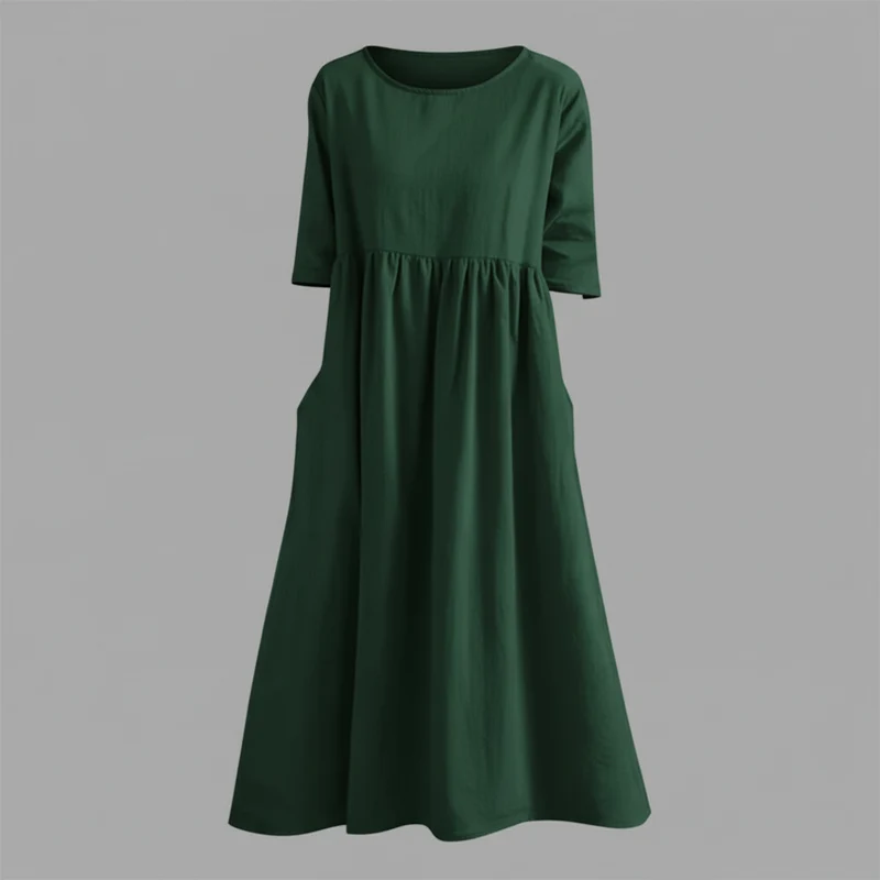 Vestito midi leggero donna | Abito estivo con tasche laterali