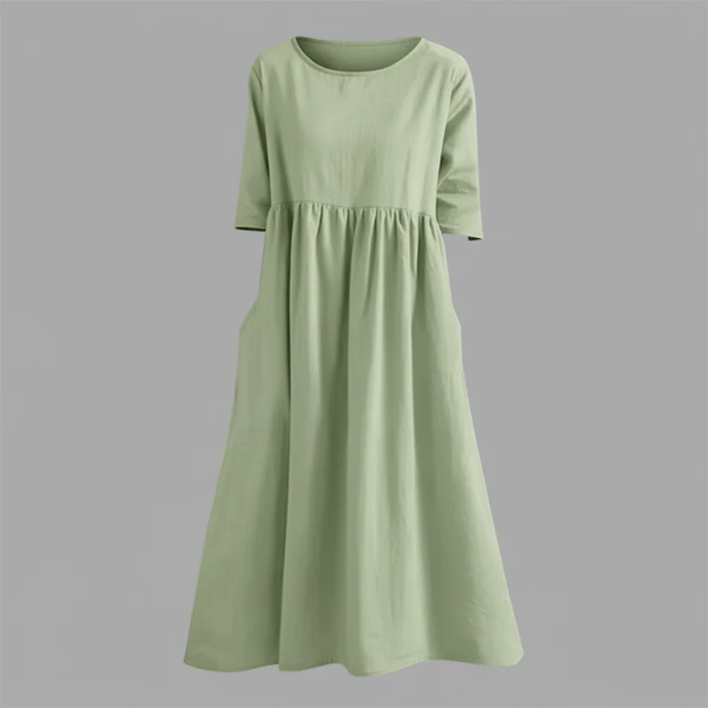 Vestito midi leggero donna | Abito estivo con tasche laterali