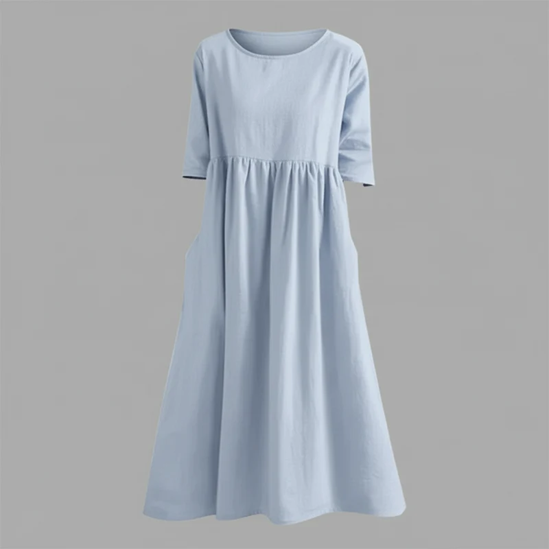Vestito midi leggero donna | Abito estivo con tasche laterali