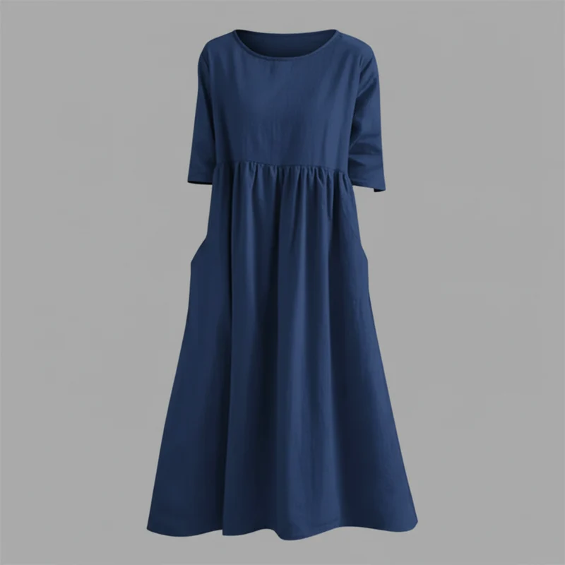 Vestito midi leggero donna | Abito estivo con tasche laterali