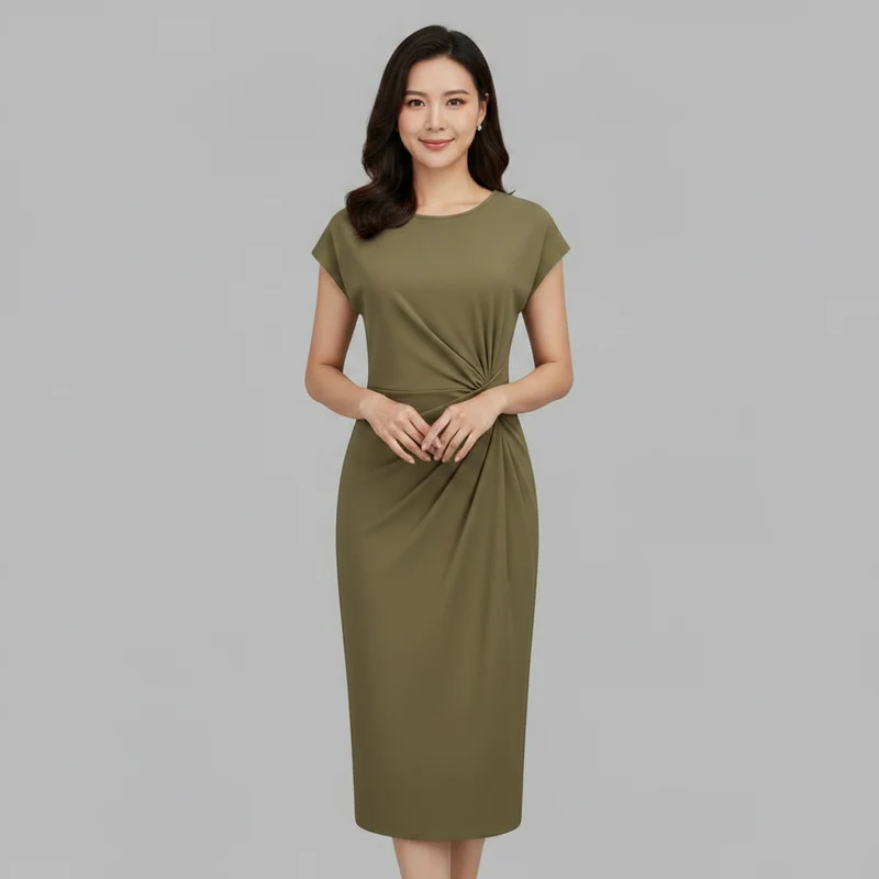 Vestito midi donna elegante | Abito estivo al ginocchio, abito casual leggero
