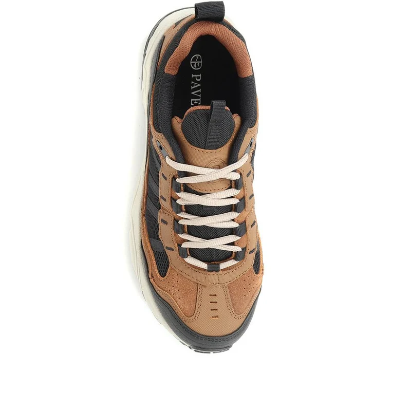 Men's Leather Lace-Up Walking Shoes - SUNT34021 / 321 289 - Brown