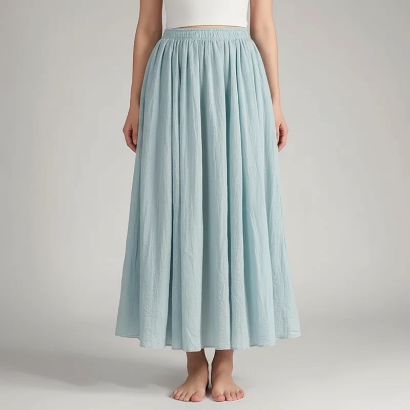 Gonna elegante in lino da donna | Vita alta e pieghe