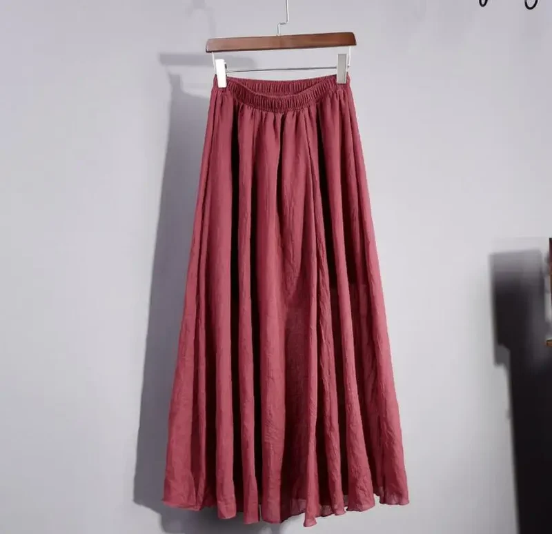 Gonna elegante in lino da donna | Vita alta e pieghe