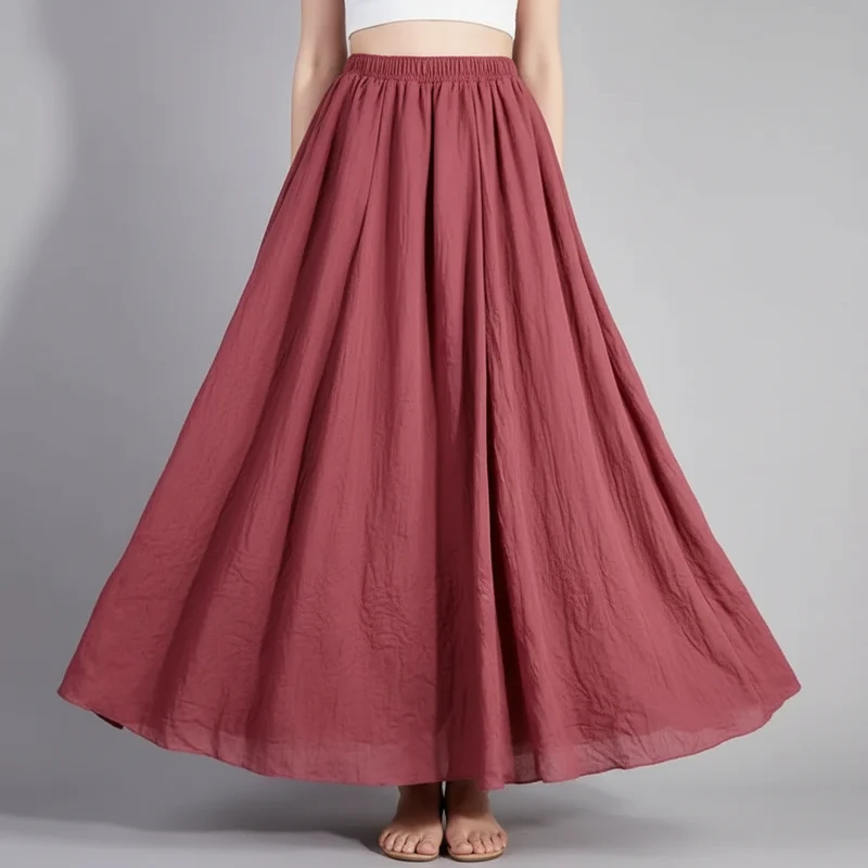 Gonna elegante in lino da donna | Vita alta e pieghe