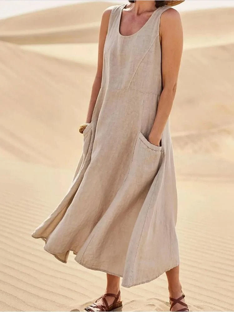 Abito maxi donna relaxed fit | Abito casual con tasche