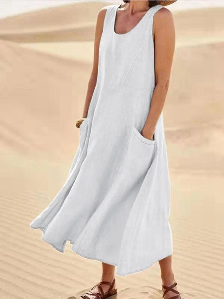 Abito maxi donna relaxed fit | Abito casual con tasche