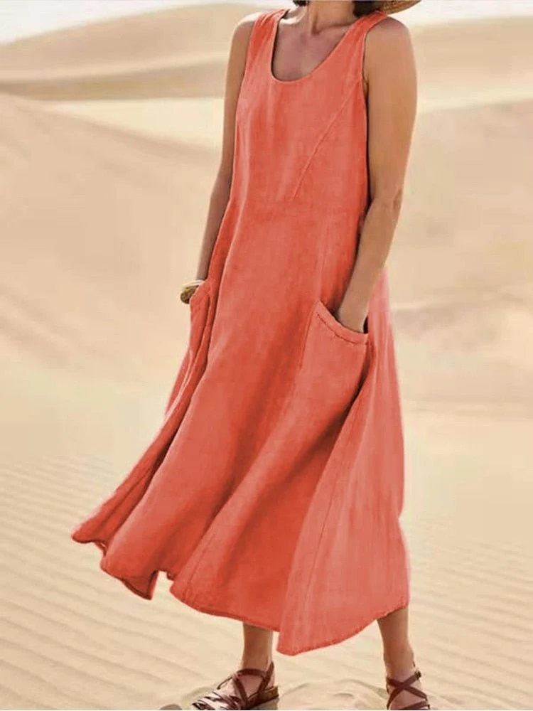 Abito maxi donna relaxed fit | Abito casual con tasche