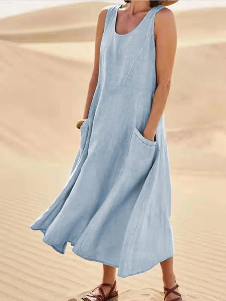 Abito maxi donna relaxed fit | Abito casual con tasche