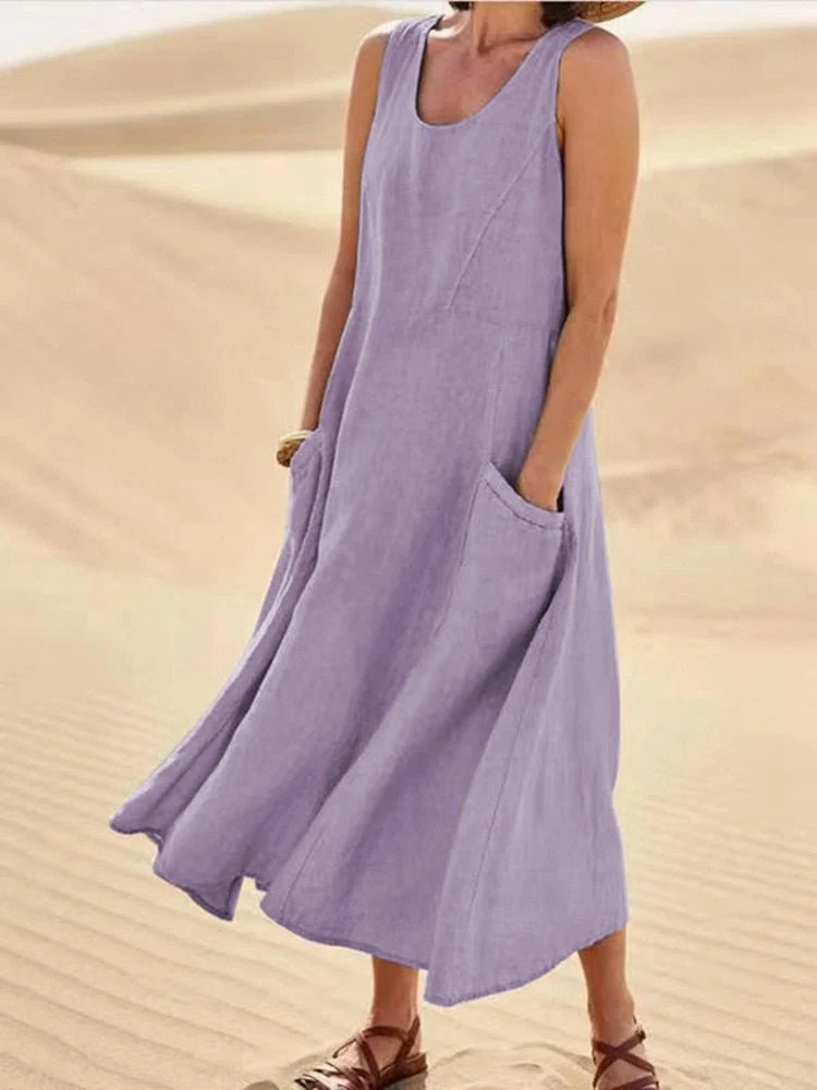 Abito maxi donna relaxed fit | Abito casual con tasche