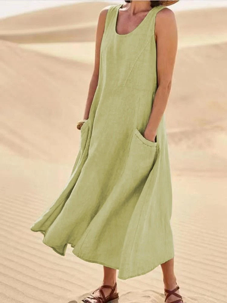 Abito maxi donna relaxed fit | Abito casual con tasche