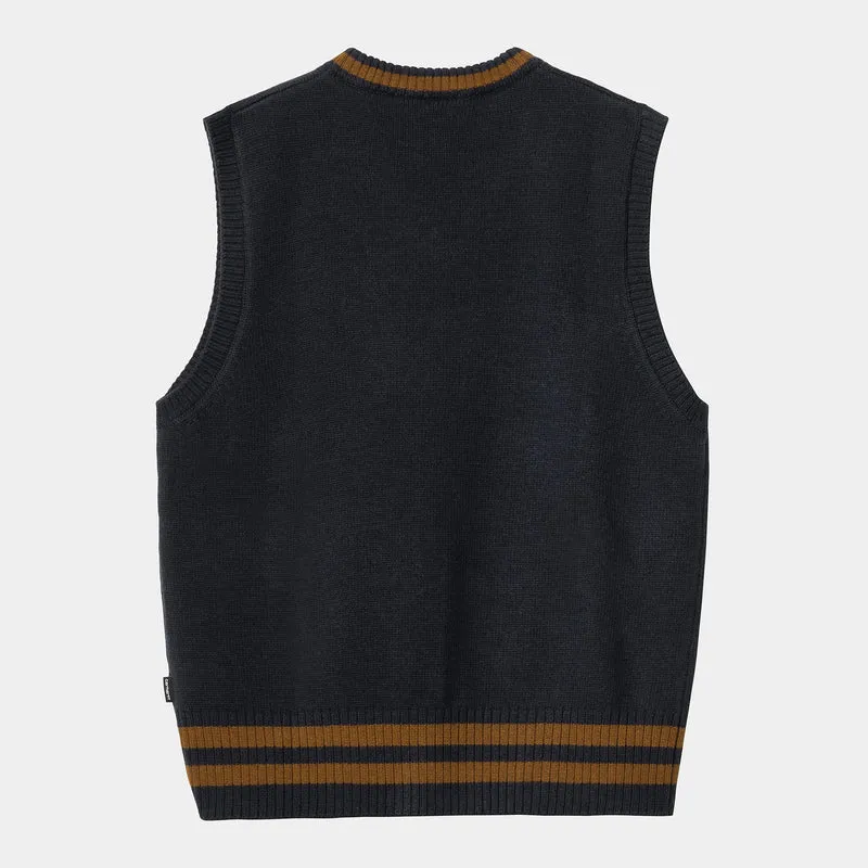Carhartt WIP Herren-Stanford-Westenpullover – Marineblau / tiefes Hamilton-Braun