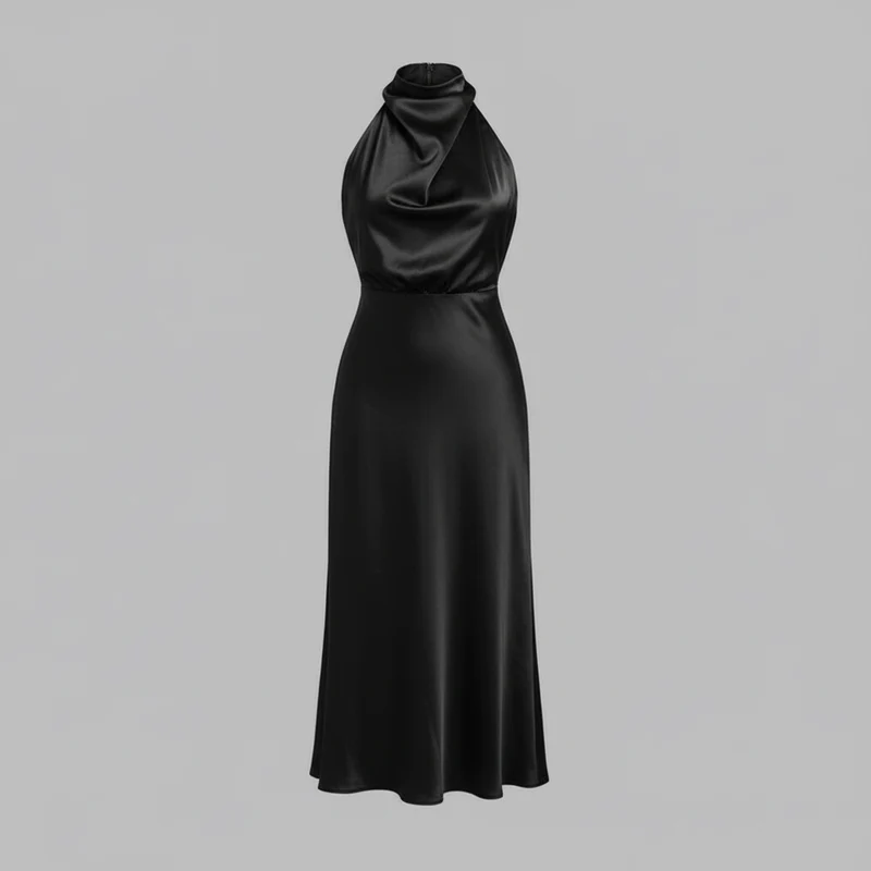 Abito da sera con collo alla coreana donna | Elegante vestito midi per matrimoni