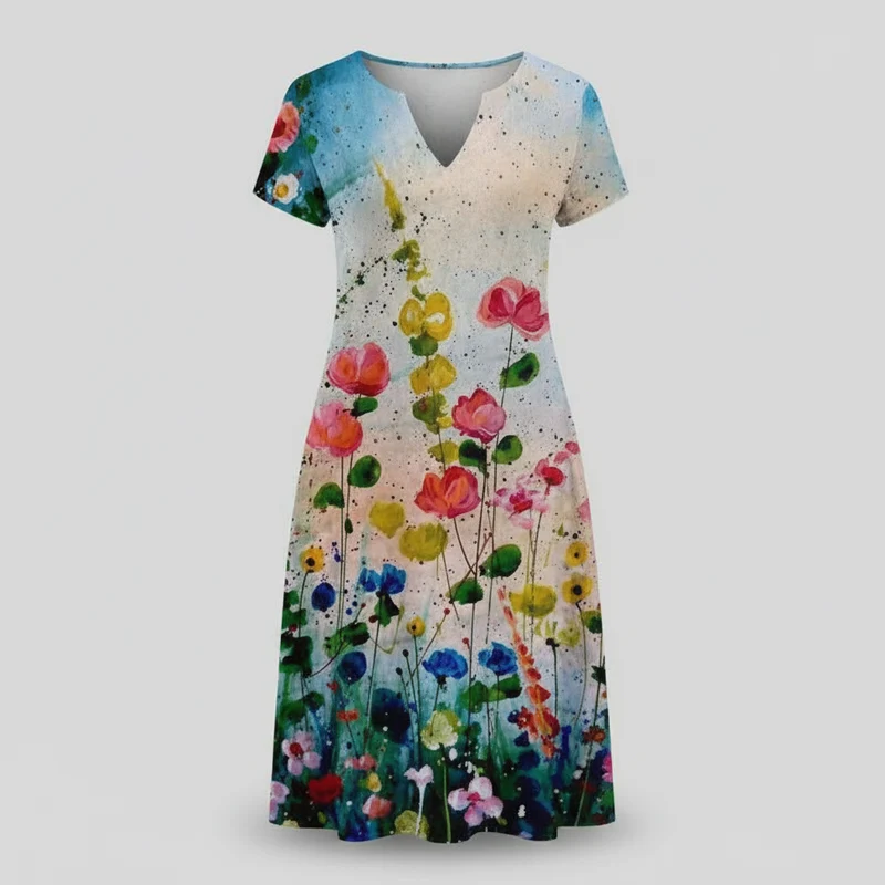 Vestito con motivo floreale | Abito estivo donna a manica corta
