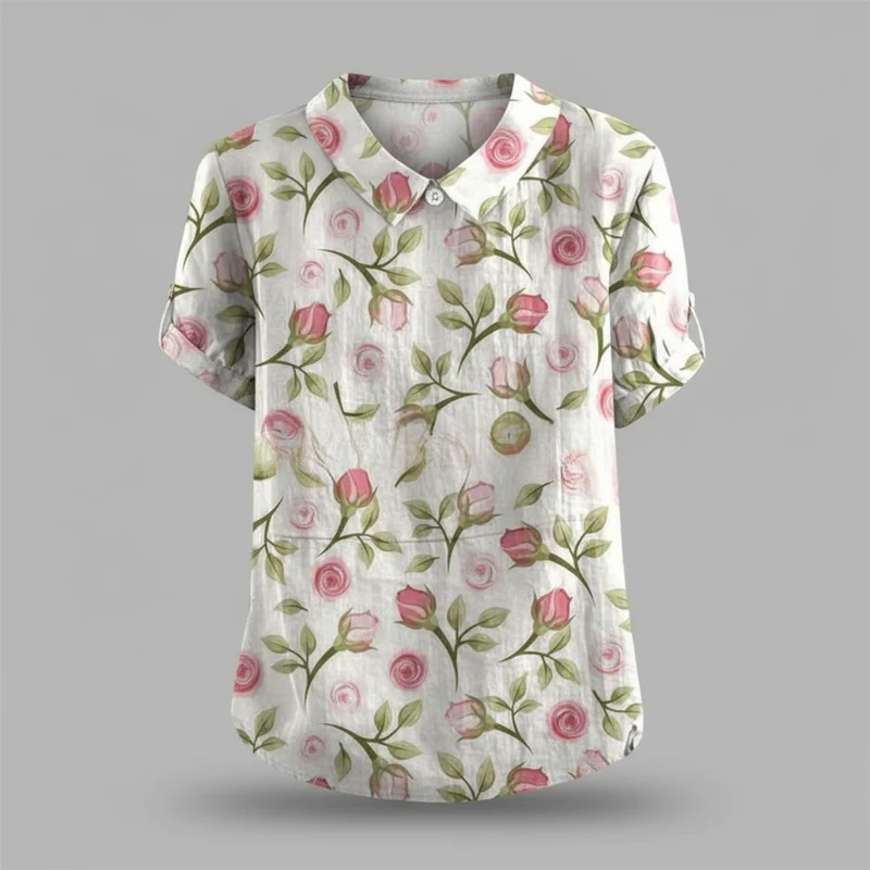 Blusa vintage con motivo floreale donna | Moda casual