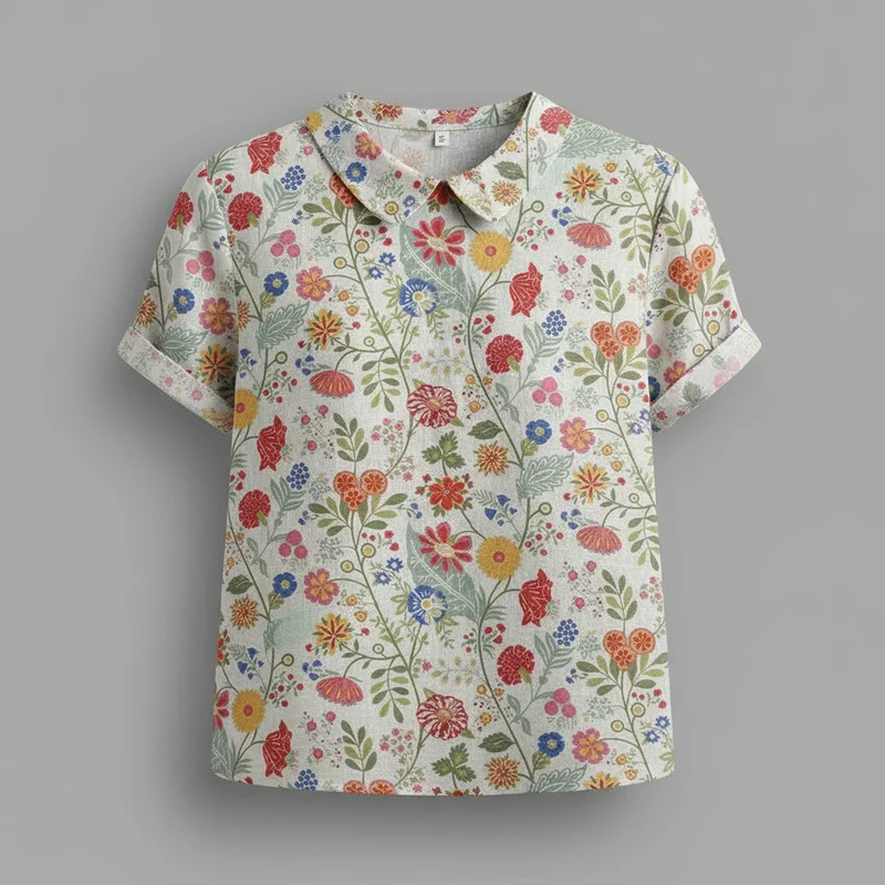 Blusa vintage con motivo floreale donna | Moda casual