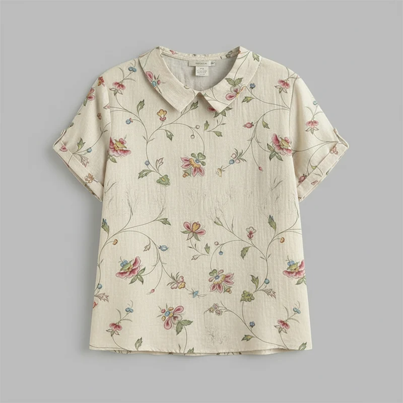 Blusa vintage con motivo floreale donna | Moda casual