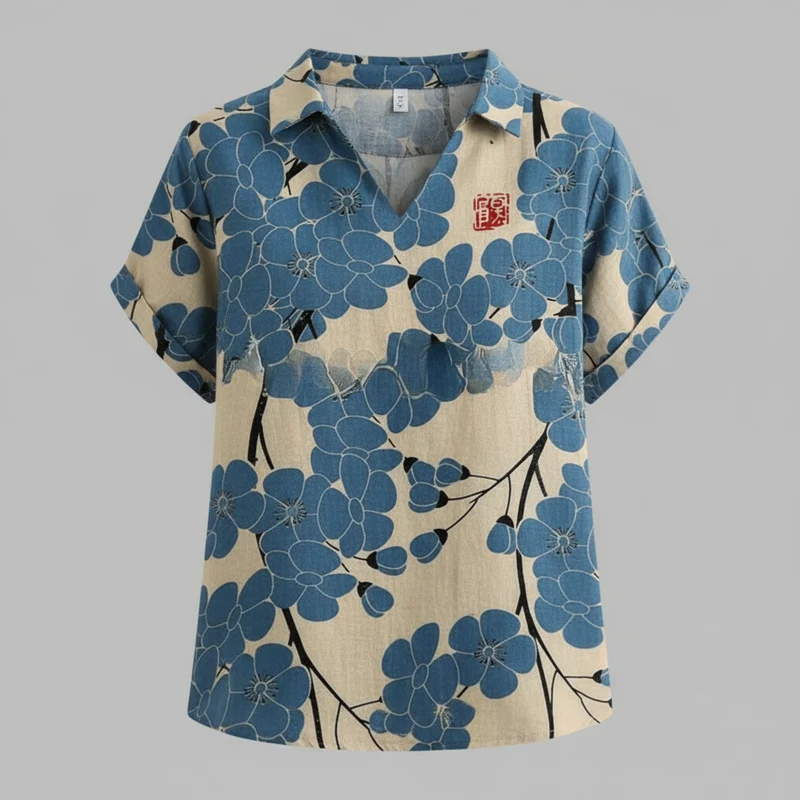 Blusa vintage con motivo floreale donna | Moda casual