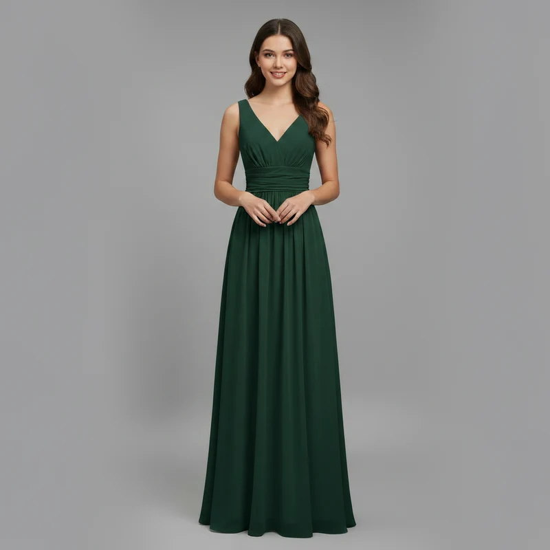 Abito estivo donna senza maniche | Vestito midi elegante con scollo a V, leggero