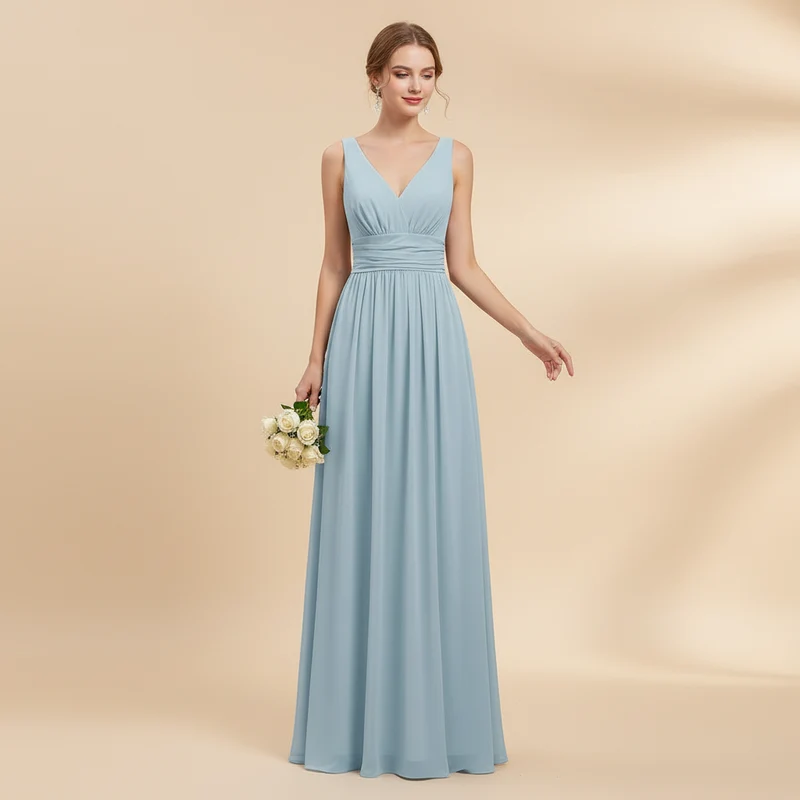 Abito estivo donna senza maniche | Vestito midi elegante con scollo a V, leggero