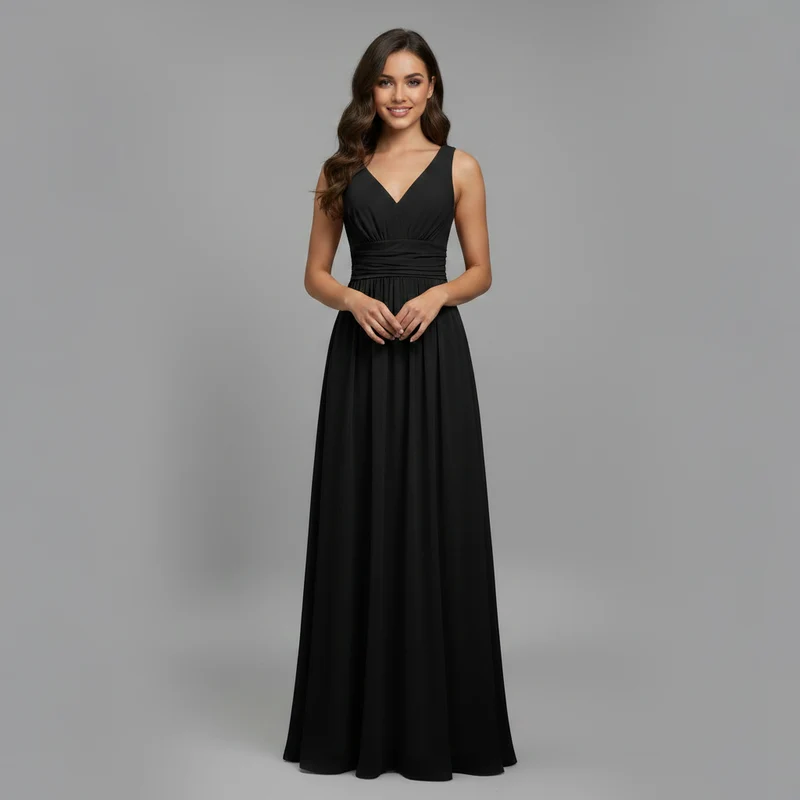 Abito estivo donna senza maniche | Vestito midi elegante con scollo a V, leggero