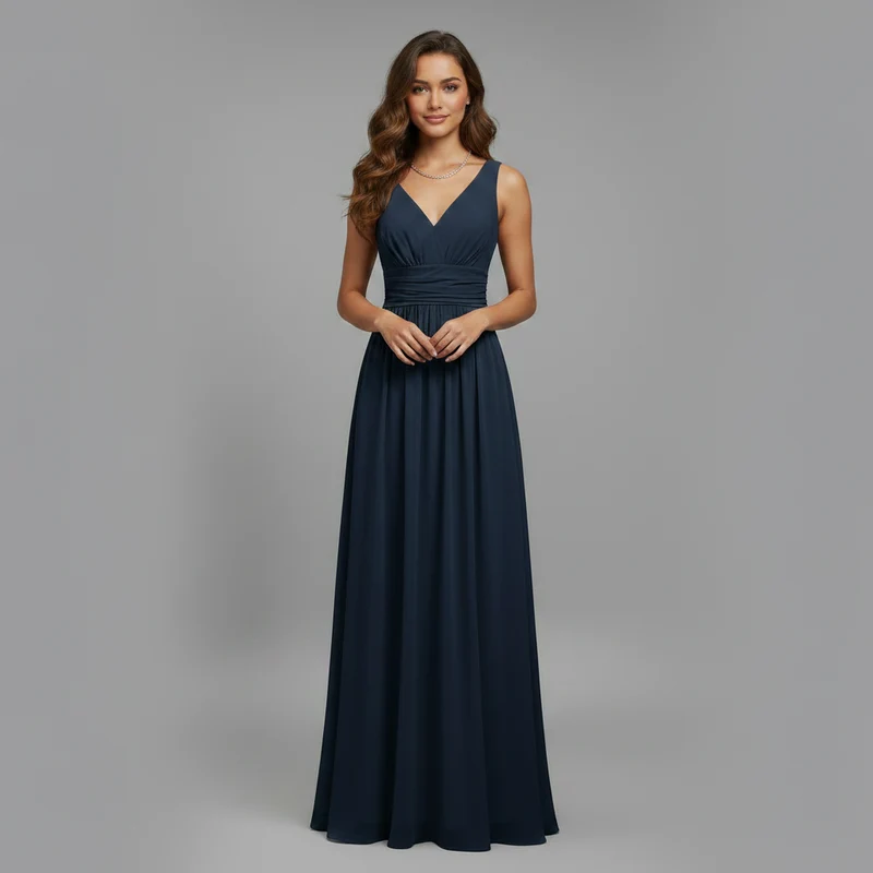 Abito estivo donna senza maniche | Vestito midi elegante con scollo a V, leggero