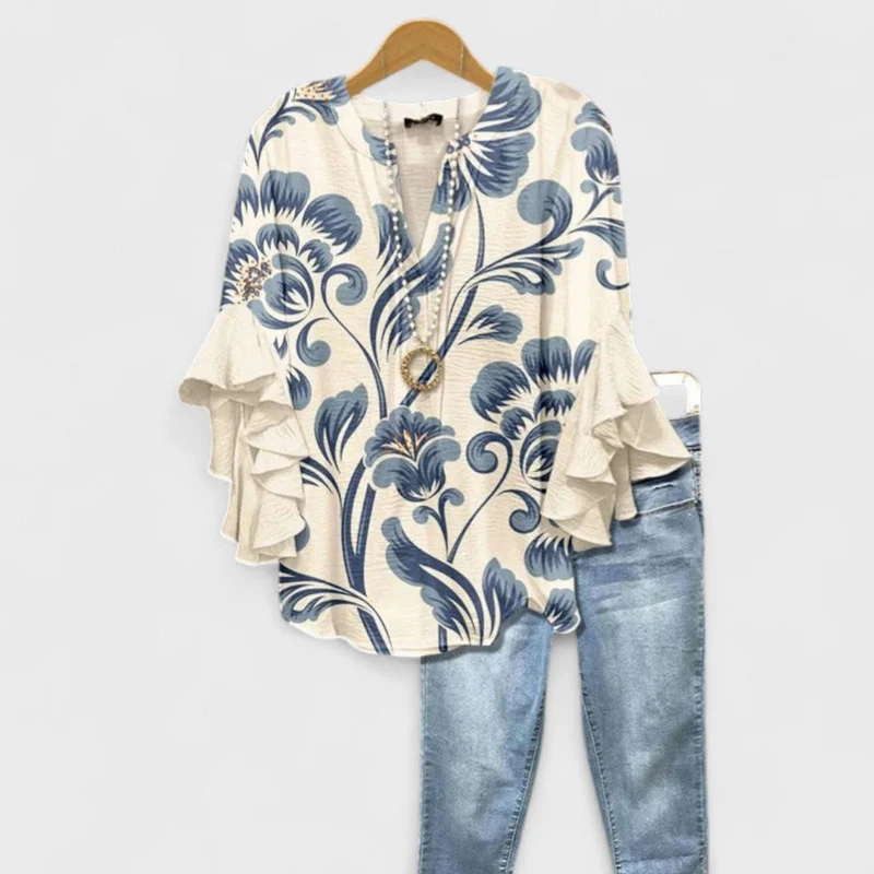 Blusa donna elegante | Top con maniche a volant leggero, camicetta estiva