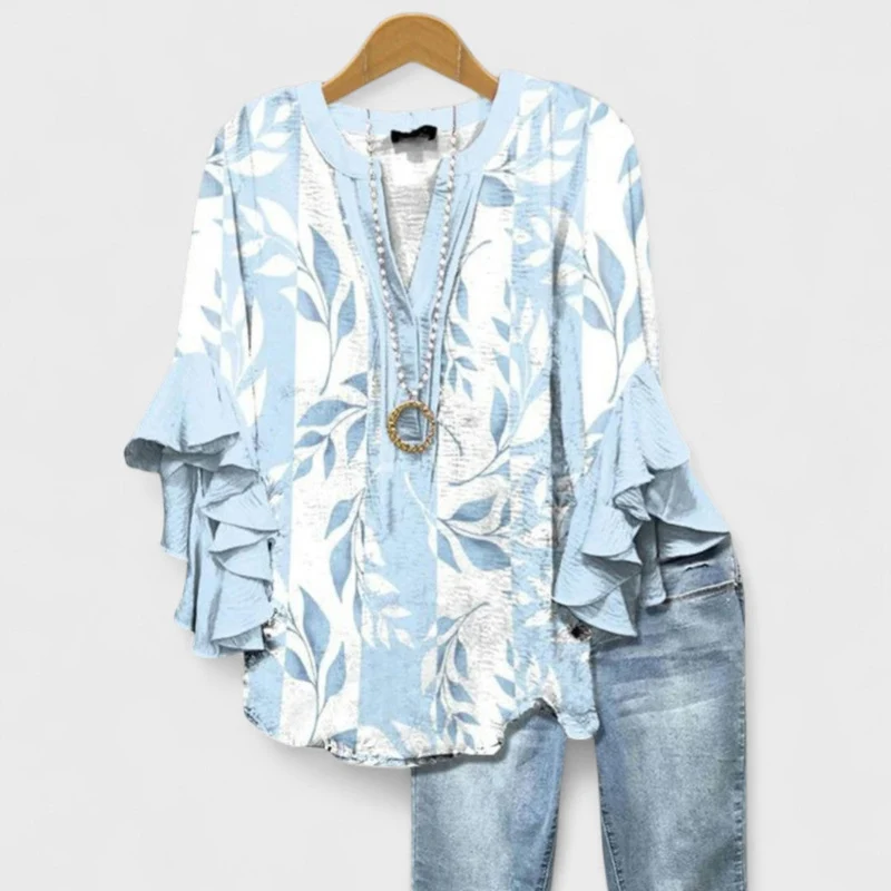 Blusa donna elegante | Top con maniche a volant leggero, camicetta estiva