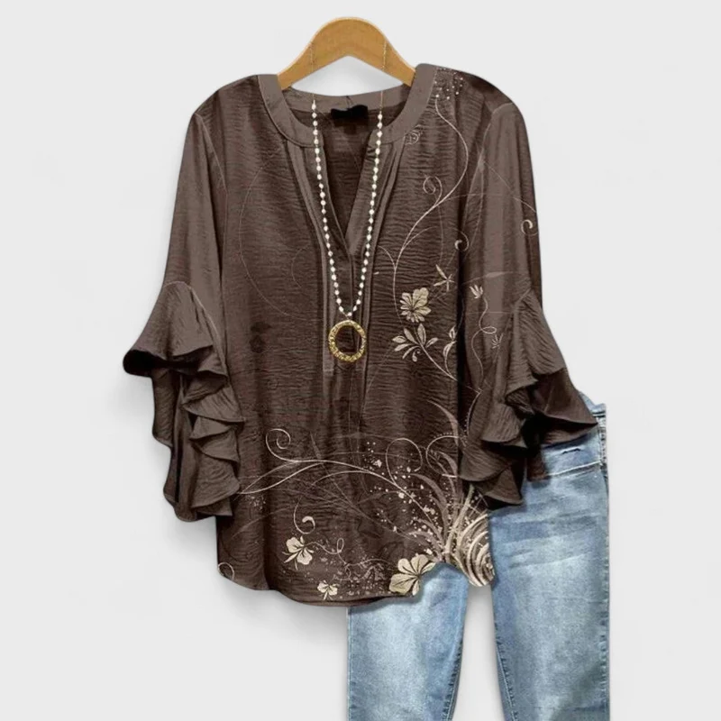 Blusa donna elegante | Top con maniche a volant leggero, camicetta estiva
