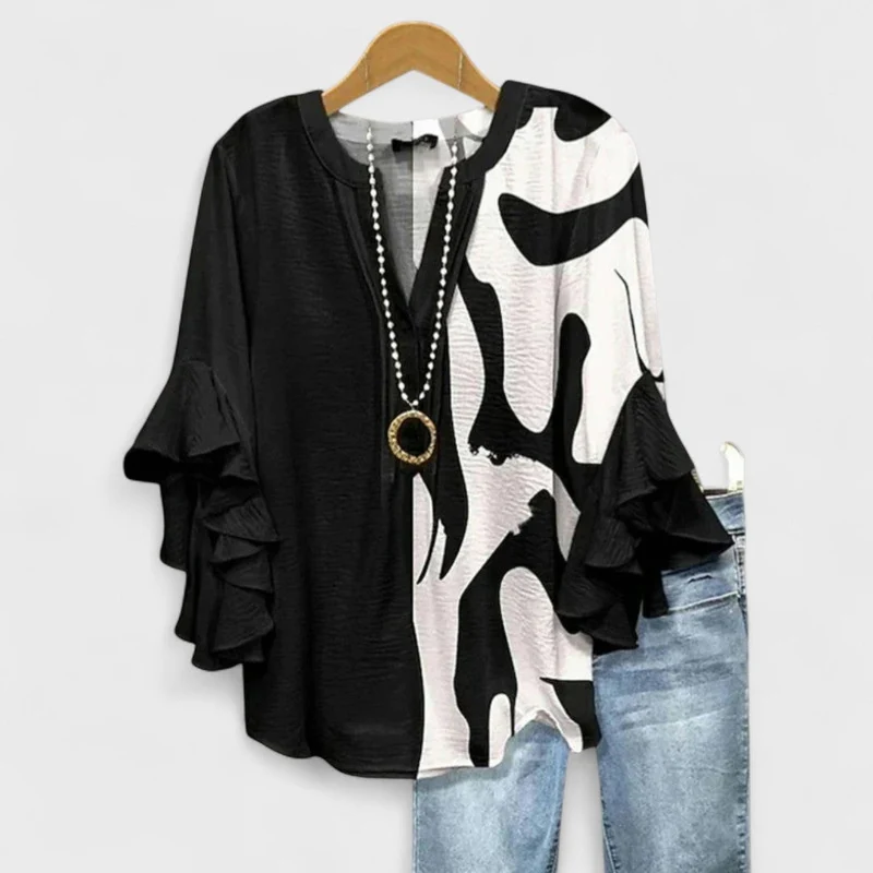 Blusa donna elegante | Top con maniche a volant leggero, camicetta estiva