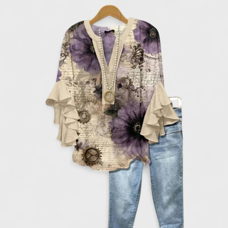 Blusa donna elegante | Top con maniche a volant leggero, camicetta estiva
