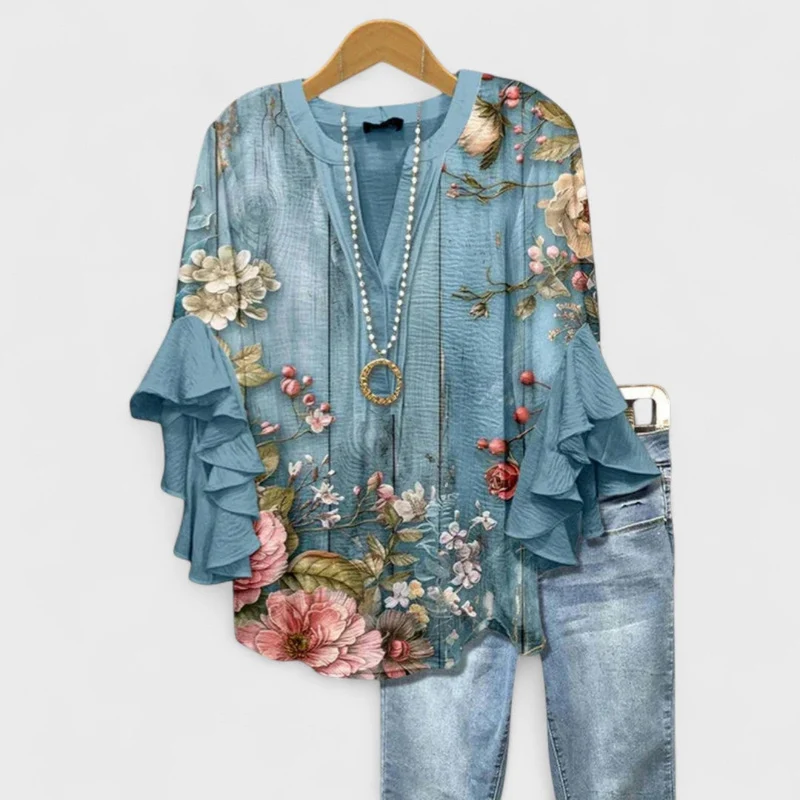 Blusa donna elegante | Top con maniche a volant leggero, camicetta estiva