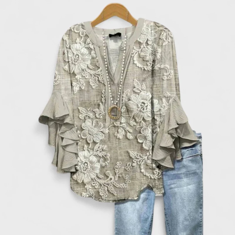 Blusa donna elegante | Top con maniche a volant leggero, camicetta estiva