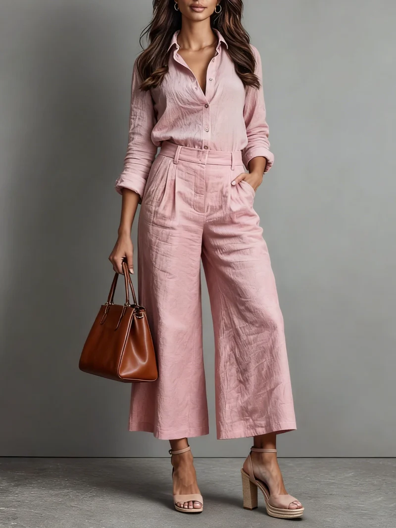 Completo due pezzi donna | Tailleur elegante, top e pantaloni outfit estivo