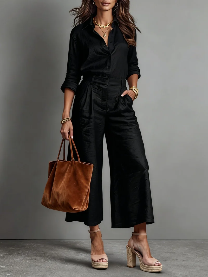 Completo due pezzi donna | Tailleur elegante, top e pantaloni outfit estivo