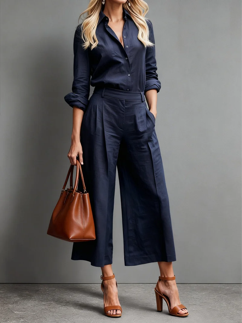 Completo due pezzi donna | Tailleur elegante, top e pantaloni outfit estivo