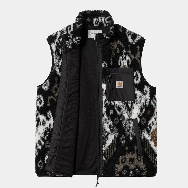 Carhartt WIP Herren Prentis Baru Jacquard Liner Weste – Schwarz / Schwarz