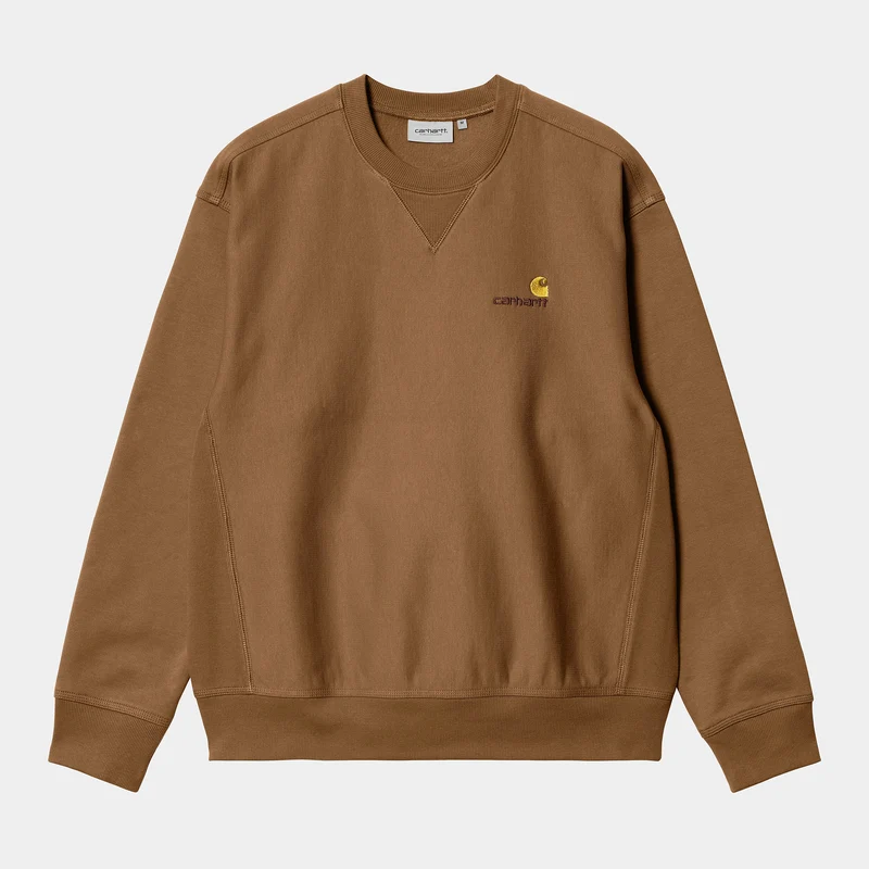 Carhartt WIP Herren American Script Sweat-Top – Hamilton Brown
